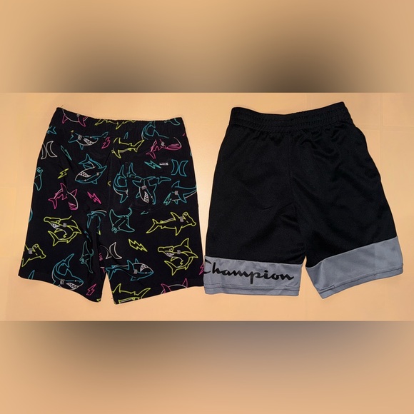 Lot of 2 Boys Athletic Shorts; Hurley Shark Print Size 5/6 & Champion Size 7/8 - Picture 3 of 3